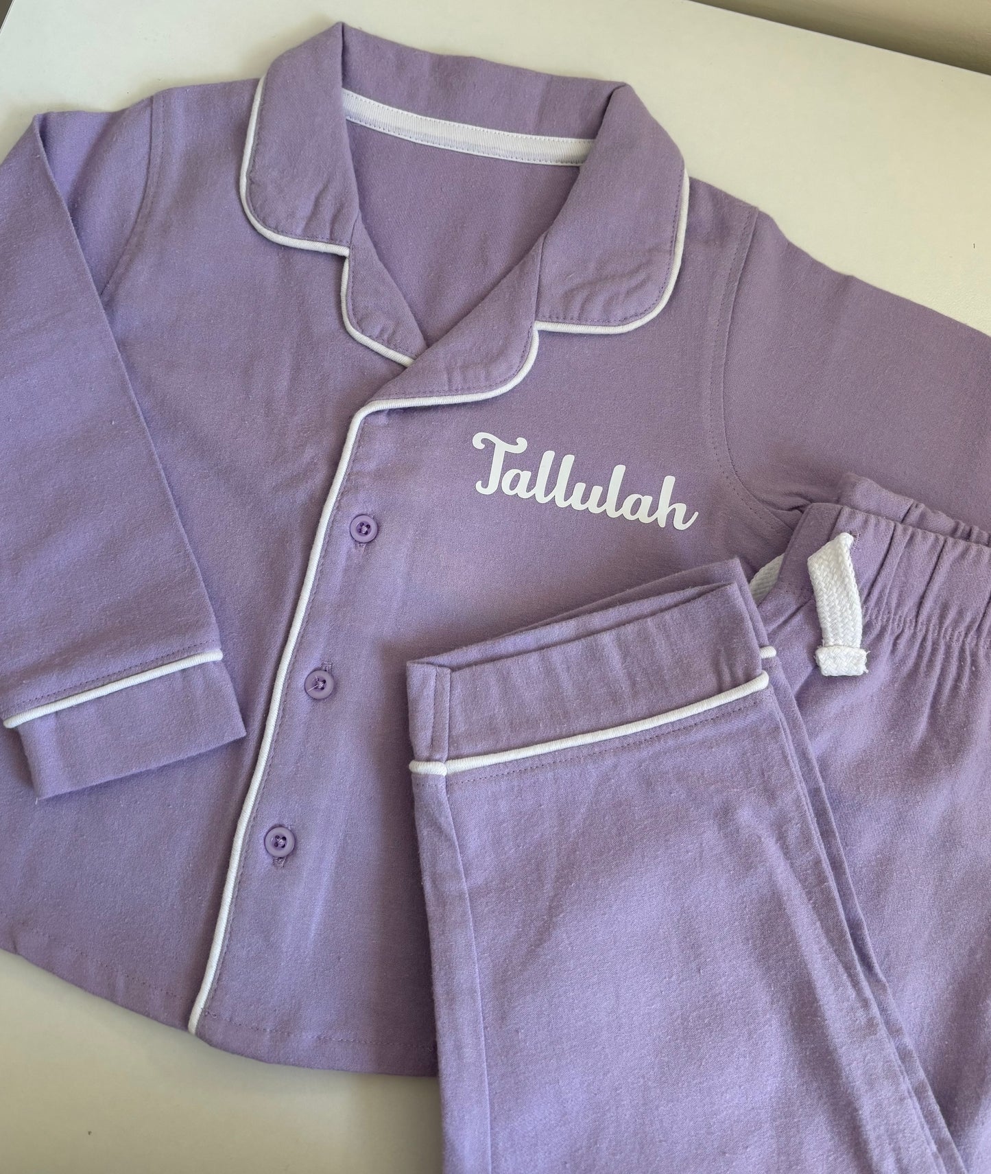 Purple button down pyjamas