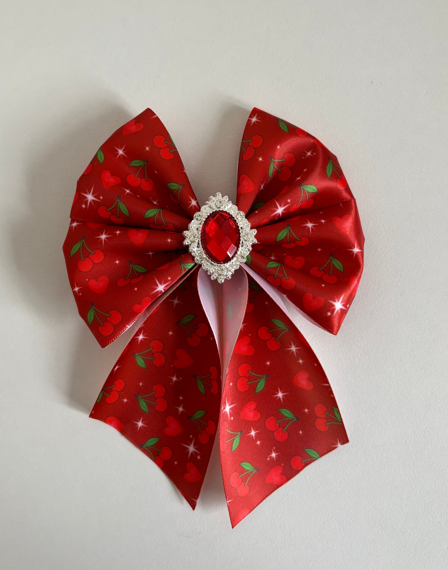 Cherry print tail bow