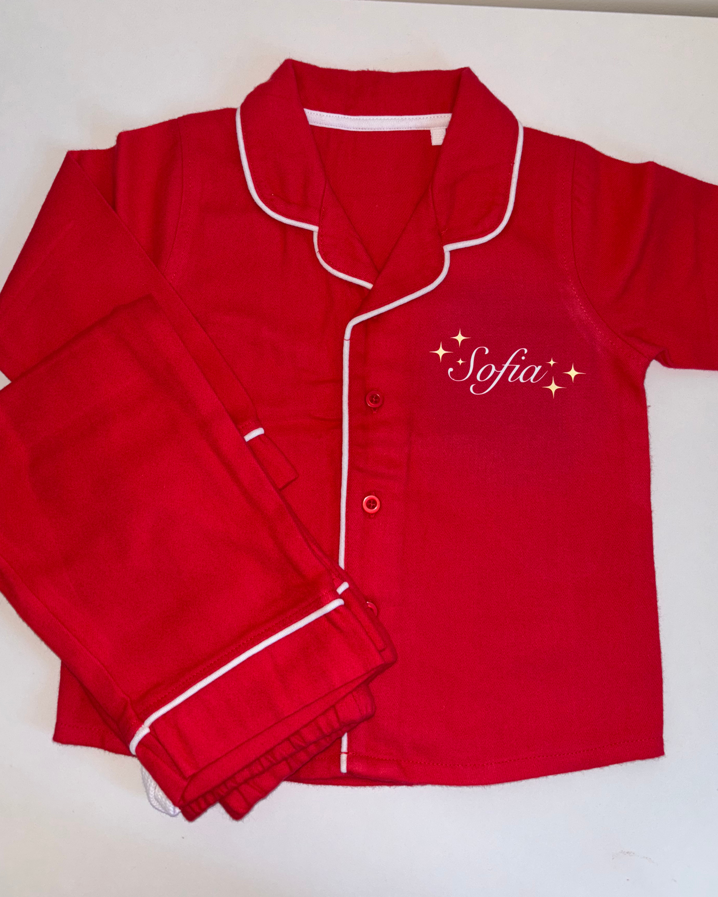 Red button down pyjamas