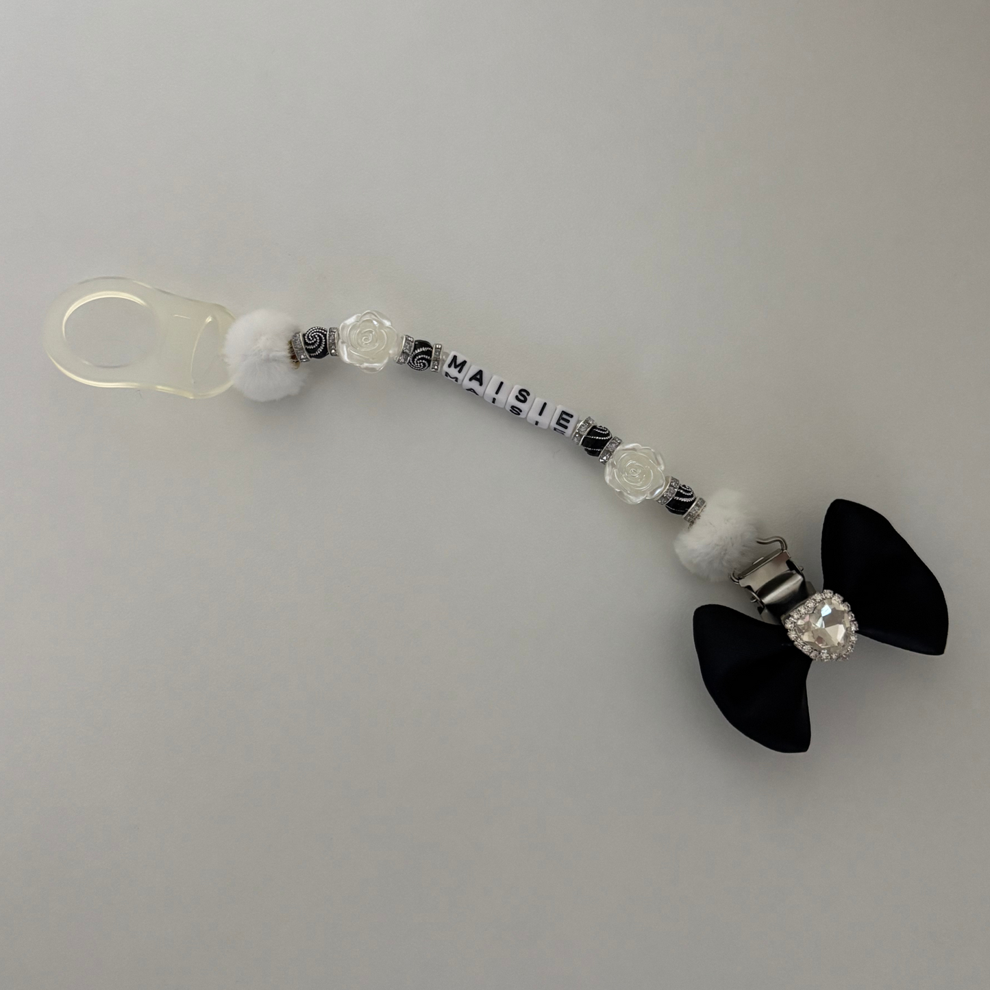 Black&white roses dummy clip-handmade bow