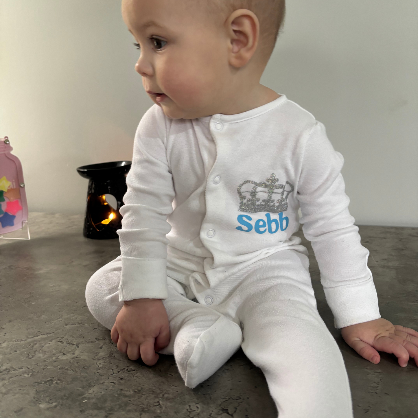 Personalised crown sleepsuit