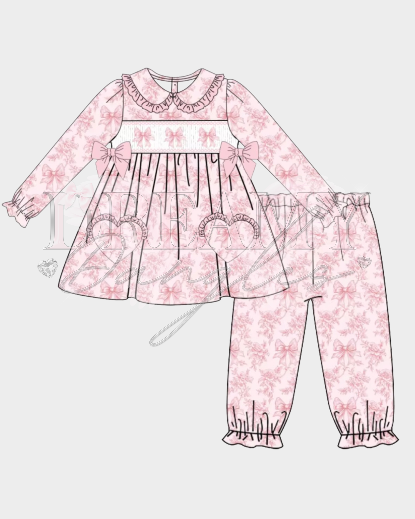 Aria vintage bow smock pyjamas *read description*