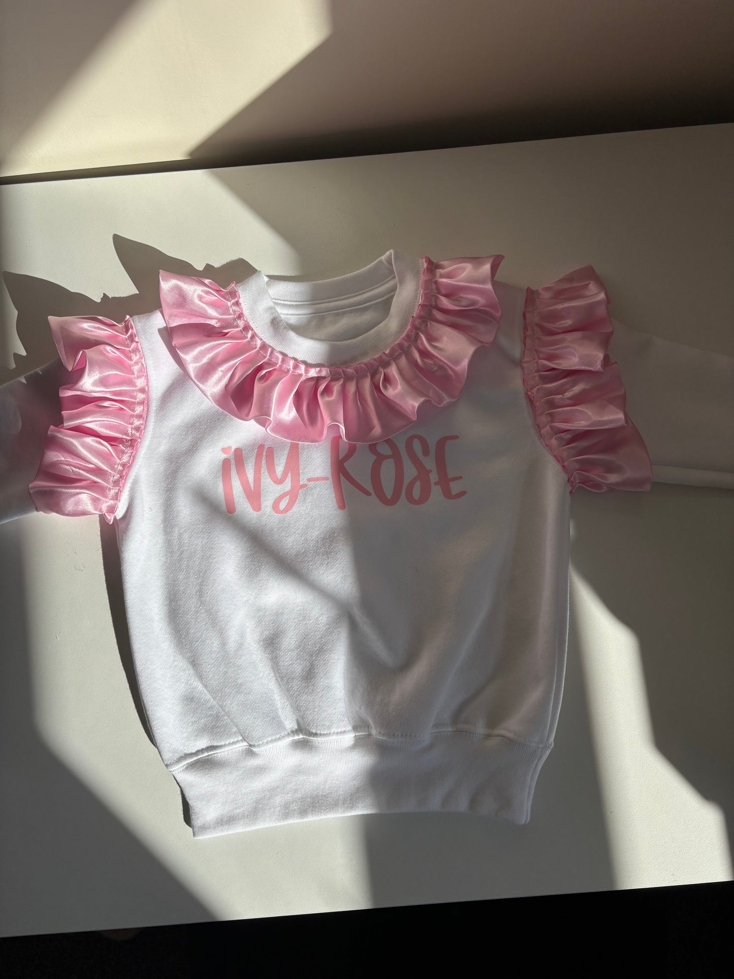 Pink frill personalised jumper