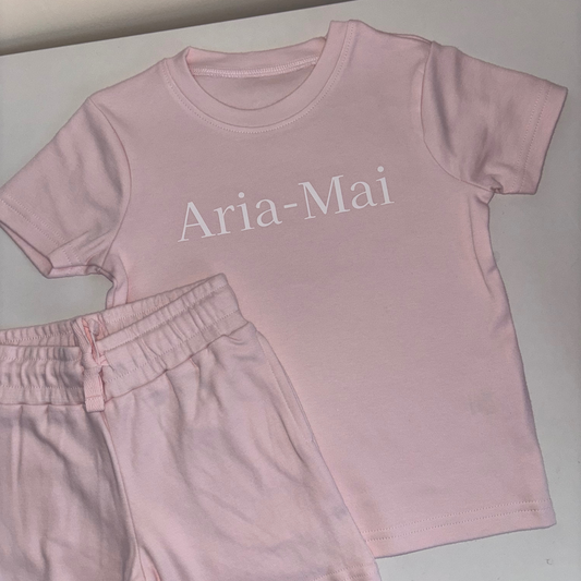 Pink shorts and t-shirt set