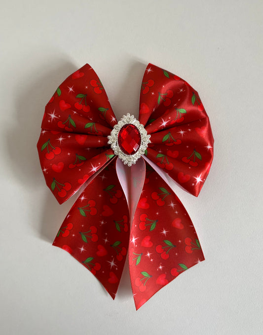Cherry print tail bow