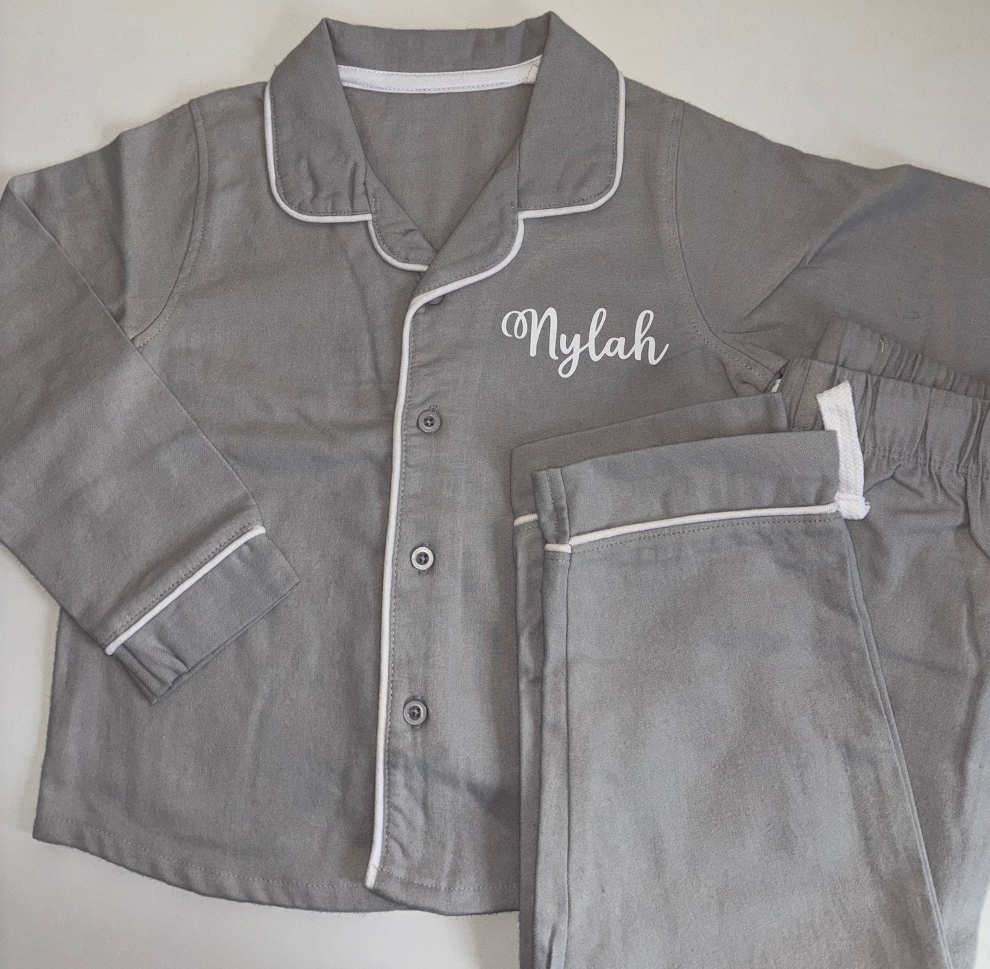 Grey button down pyjamas