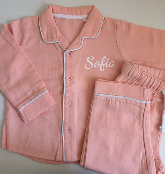 Pink button down pyjamas