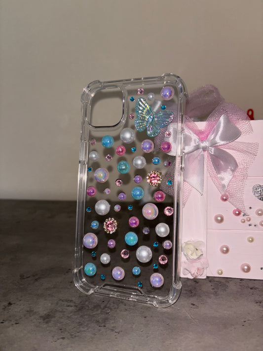 Butterfly, pearls and gems phone case