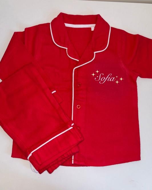 Red button down pyjamas