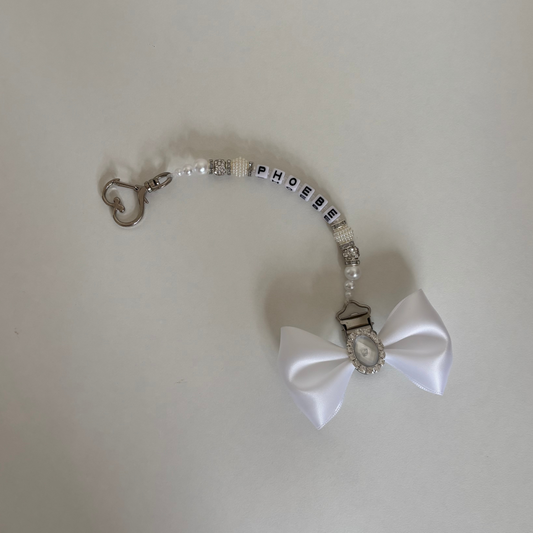 White bling dummy clip-handmade bow