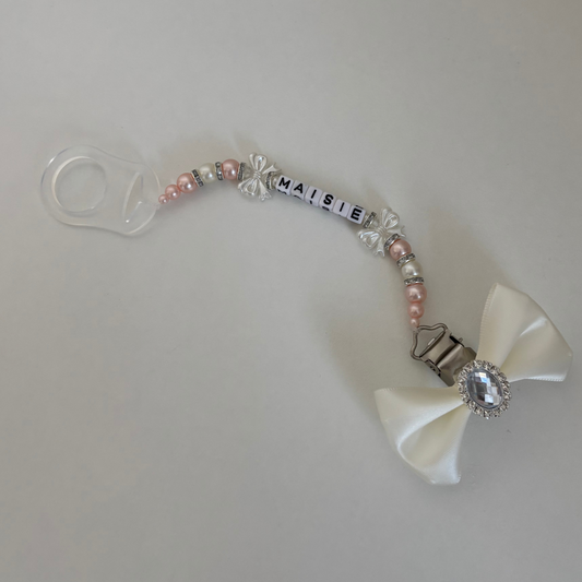 Coral&ivory dummy clip-handmade bow