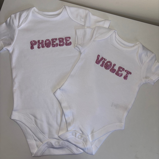 Personalised baby vest-glitter vinyl
