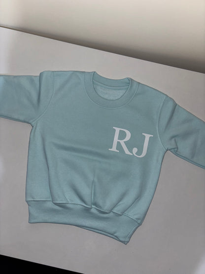 Initial front, name back sweatshirt