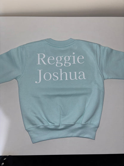 Initial front, name back sweatshirt